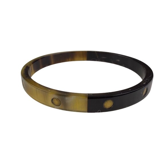 Vintage Unknown Womens Yellow Resin Bangle Bracelets With Metal Accents Set Of 3 - Picture 4 of 6